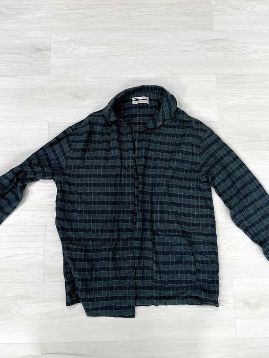 Sobrecamisa Camisa Quadrados Azul e E Verde Zara