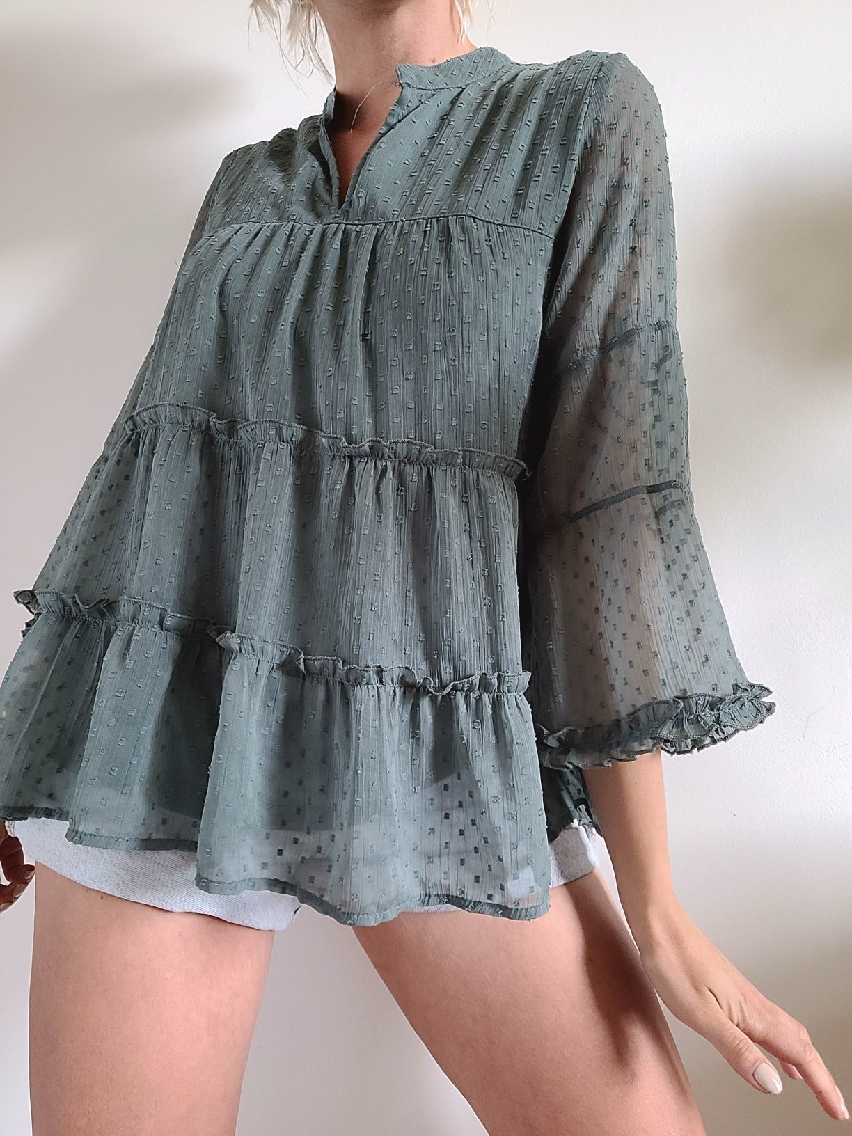 Piękna koszula oversize groszki babydoll falbany ONLY