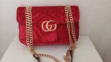 Gucci marmont Velvet handbag red  torebka
