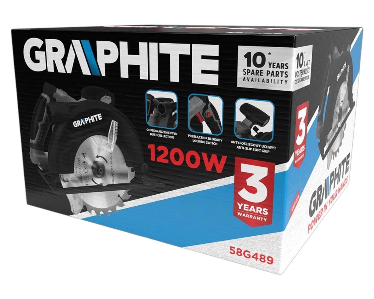 MOCNA Pilarka Tarczowa Graphite 1200W 185mm Cięcie pod Kątem WYDAJNA