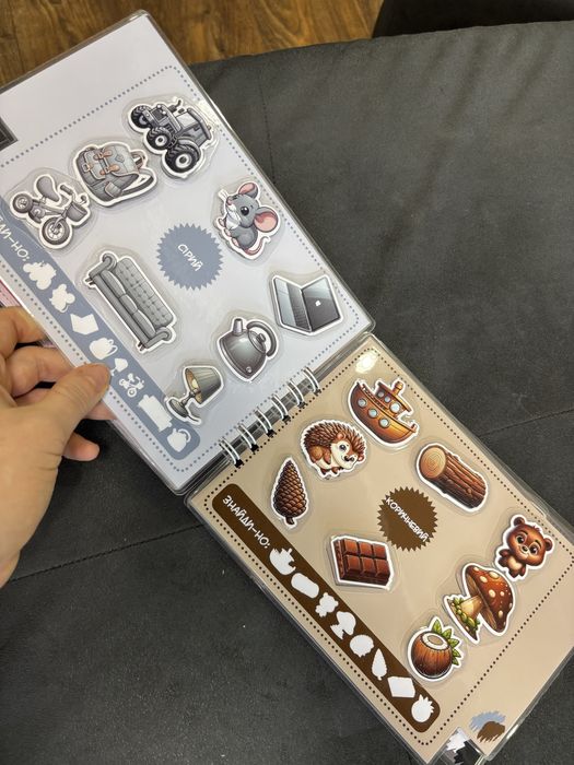 Книги День народження білочки, Мій першиц словничок, книга на липучках