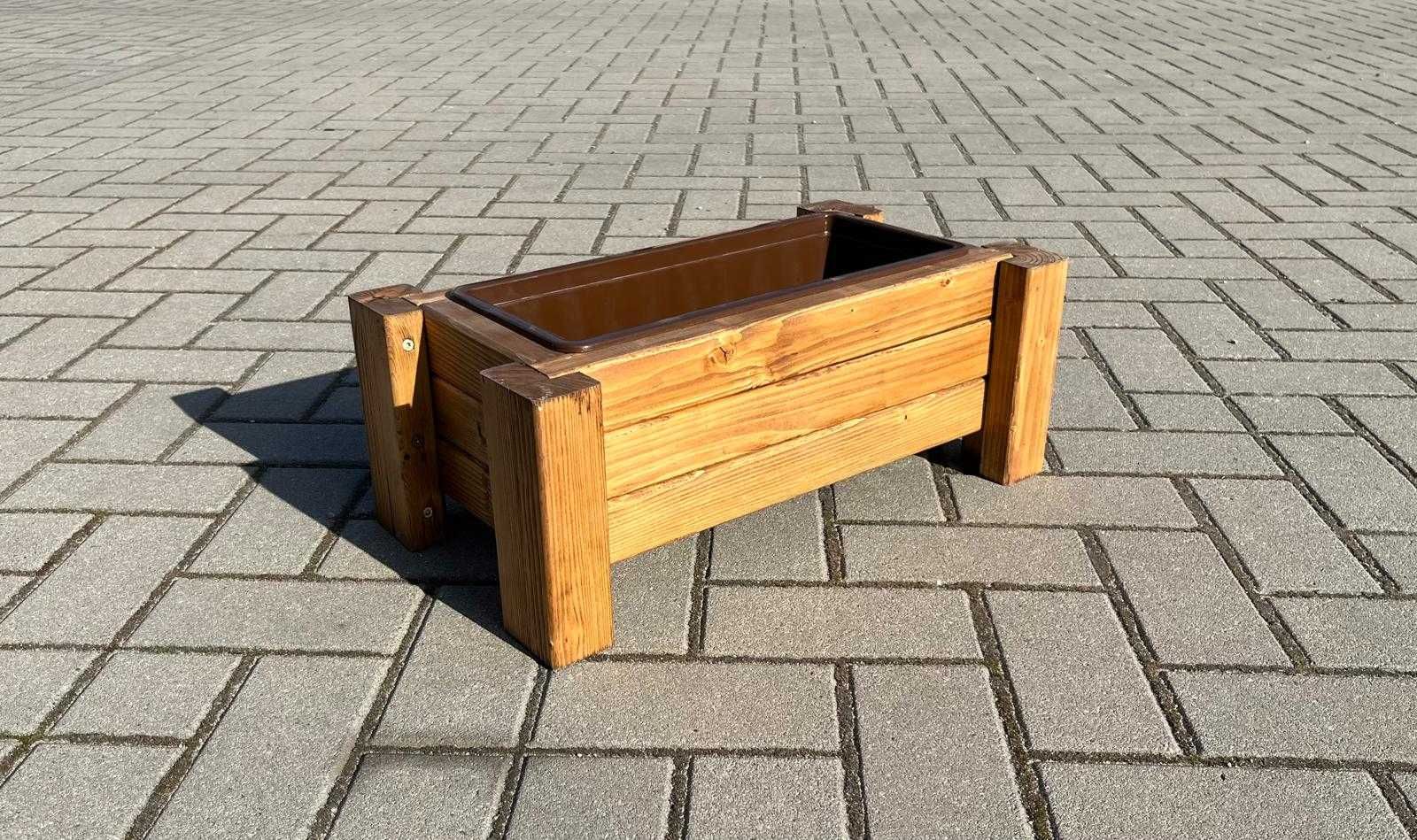 Doniczka drewniana ogrodowa osłonka + wkład 40cm