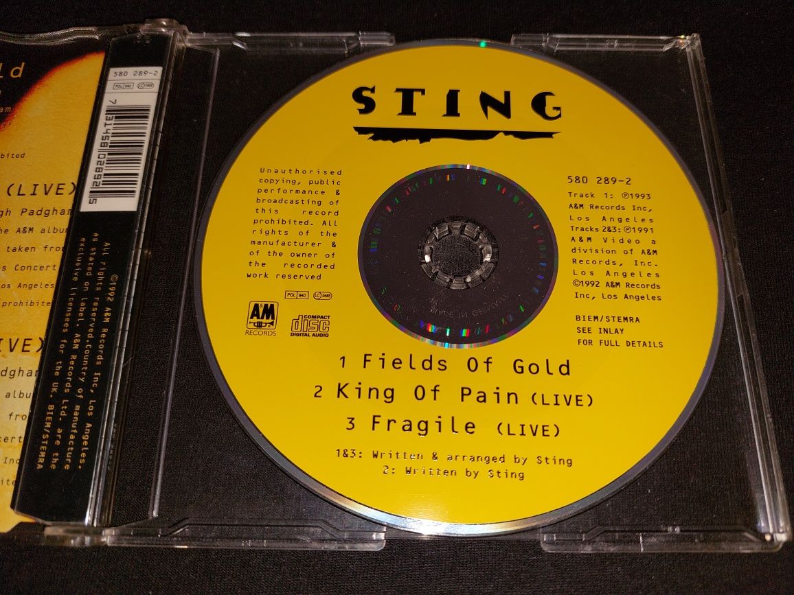 Sting Fields Of Gold CD 1993 single