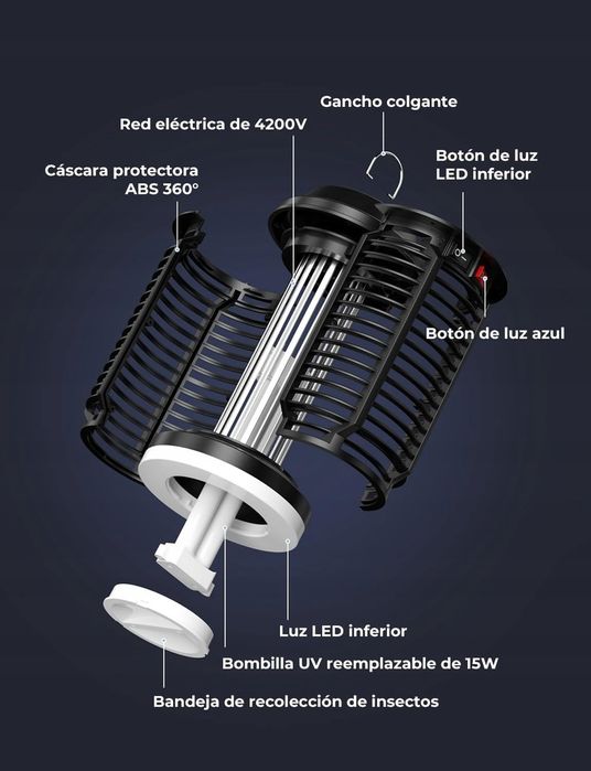 Lampa Owadobójcza Ogrodowa 2w1 Na Komary UV 4200V 15W IPX4