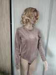 Body damskie, z białym haftem, welur Velvet soft, made in Italia,
