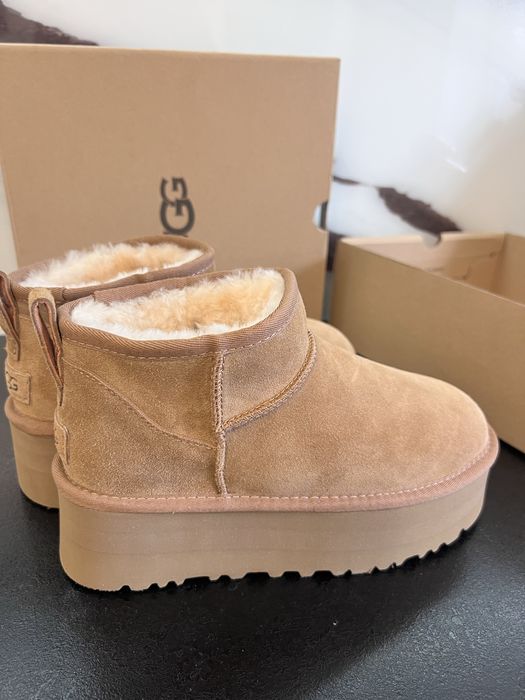 UGG ankle boot platform śniegowce buty brown