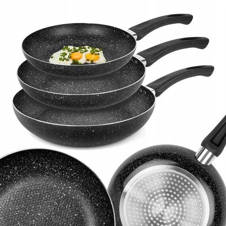Zestaw 3x Patelnia Indukcja Gaz  20/24/28 Cm