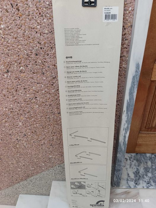 Barra par cortina de chuveiro em "L" Spirella