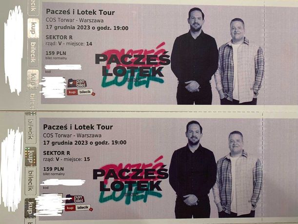 Dwa bilety Pacześ i Lotek Tour - Warszawa, 17.12.23