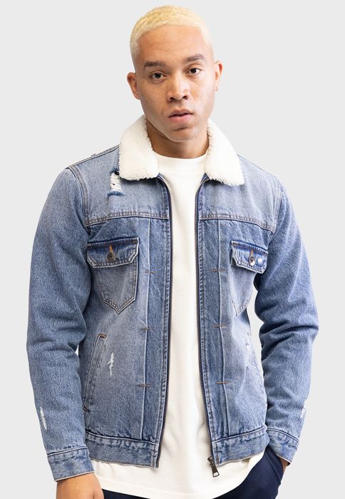 Kurtka jeansowa z przetarciami i kożuchem Redefined Rebel M