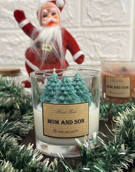 Свічка із соєвого воску у склянці "ЯЛИНКИ У СКЛЯНЦІ" 250мл