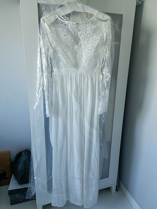 Suknia ślubna /na poprawiny OKAZJA BOHO S-M