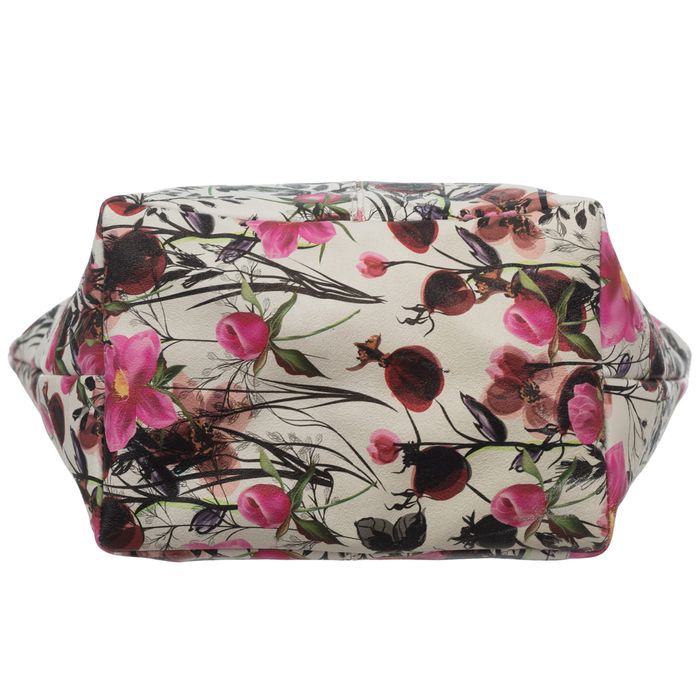 VERA PELLE torebka damska skórzana shopper na ramię V629 z kwiatami