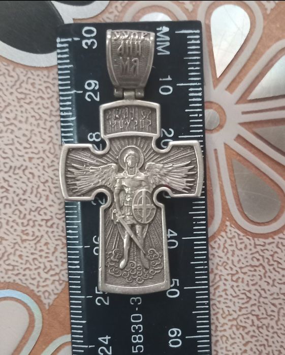 Срібний хрест "Розп'ятя. Архангел Михаїл"