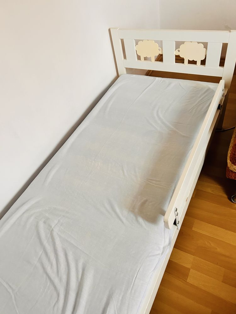 Łóżeczko Ikea Kritter + materac + dno + zabezpieczenie
