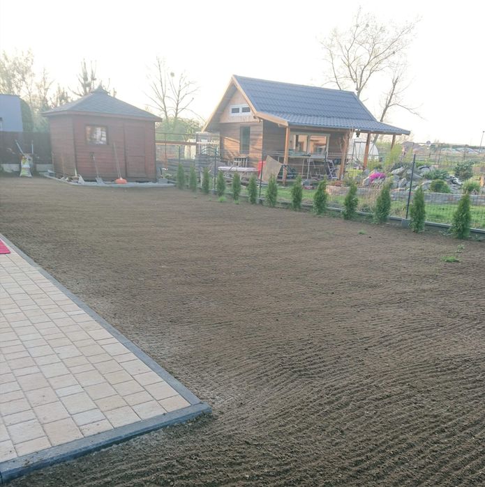 Usługi glebogryzarką równanie terenu, zakładanie trawnika, siew