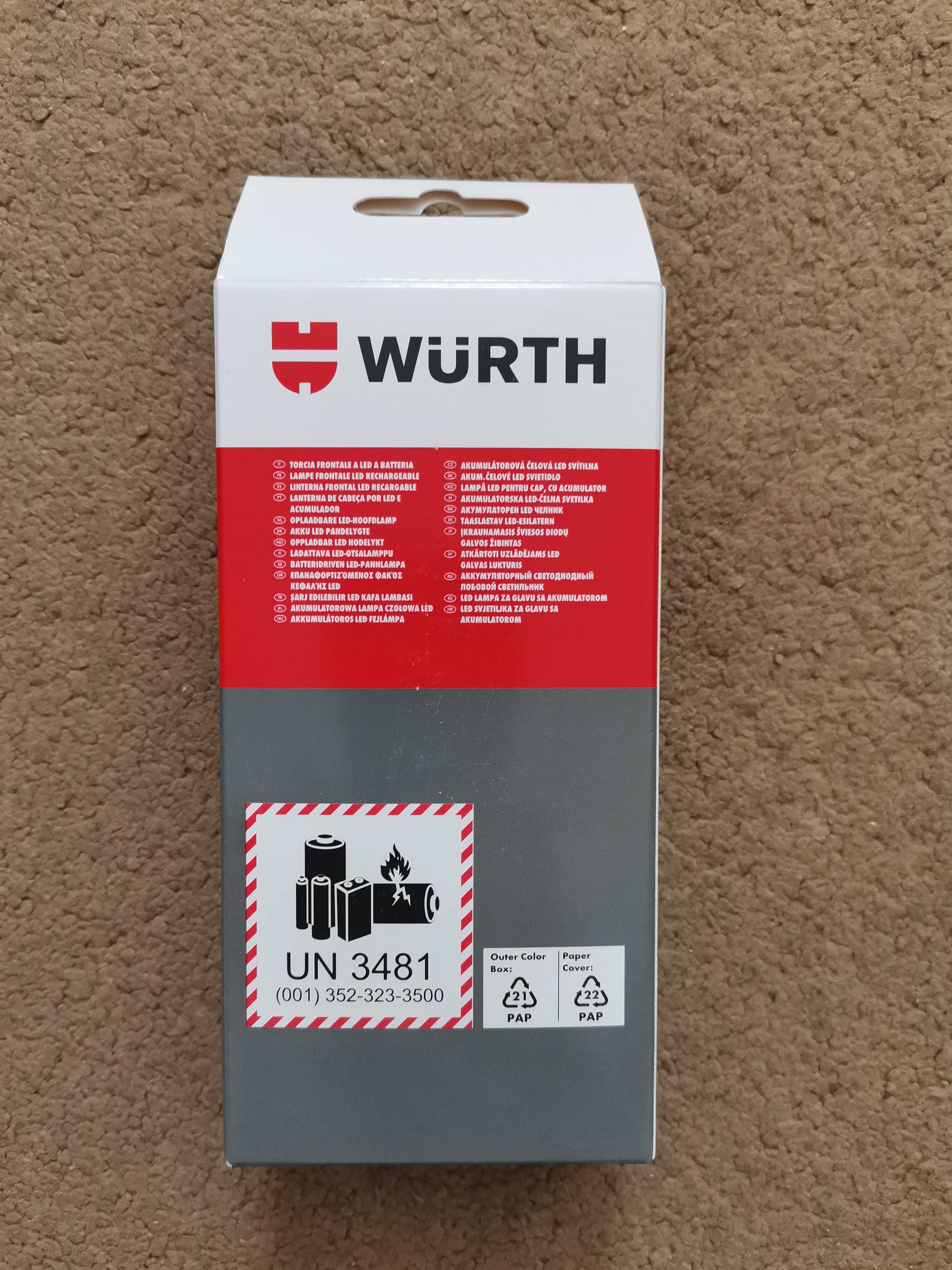 WURTH Akumulatorowa latarka czołowa LED 200LM 5V 2W NOWA !!!