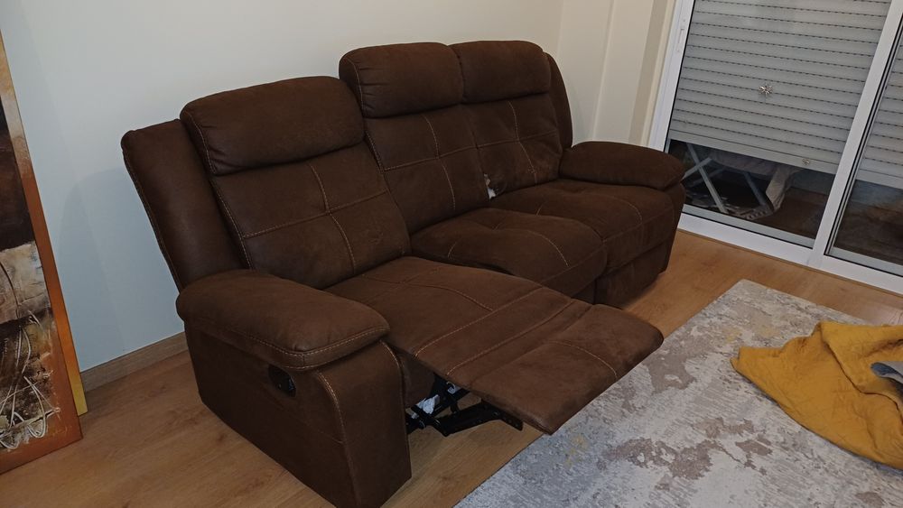 Sofá relaxamento 3 lugares 2 Chaise longue reclináveis