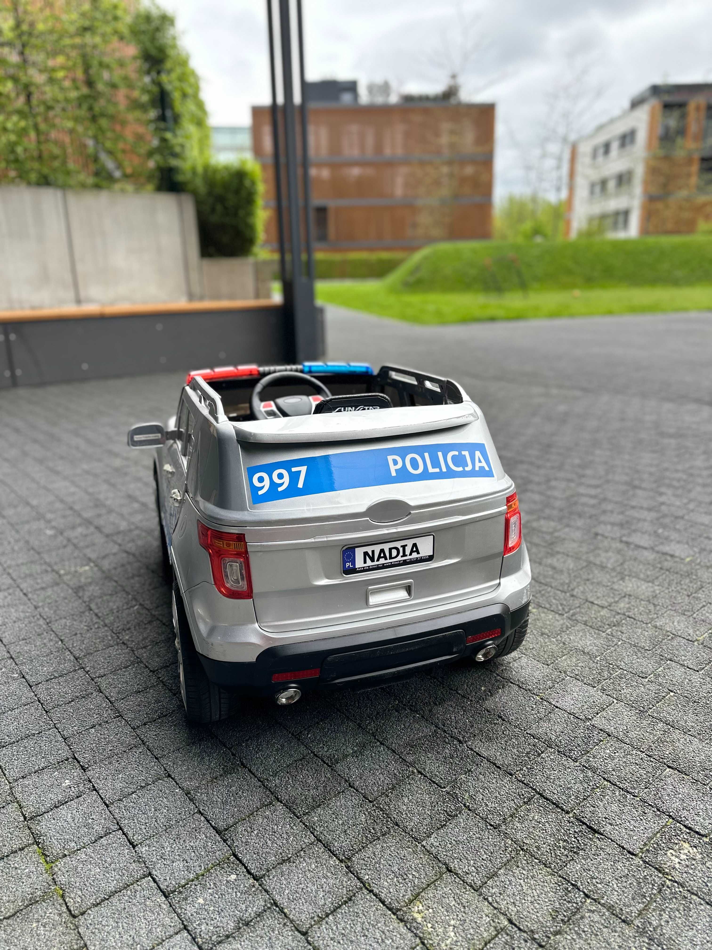 Samochód na akumulator POLICYJNY + Światła policyjne + Megafon!