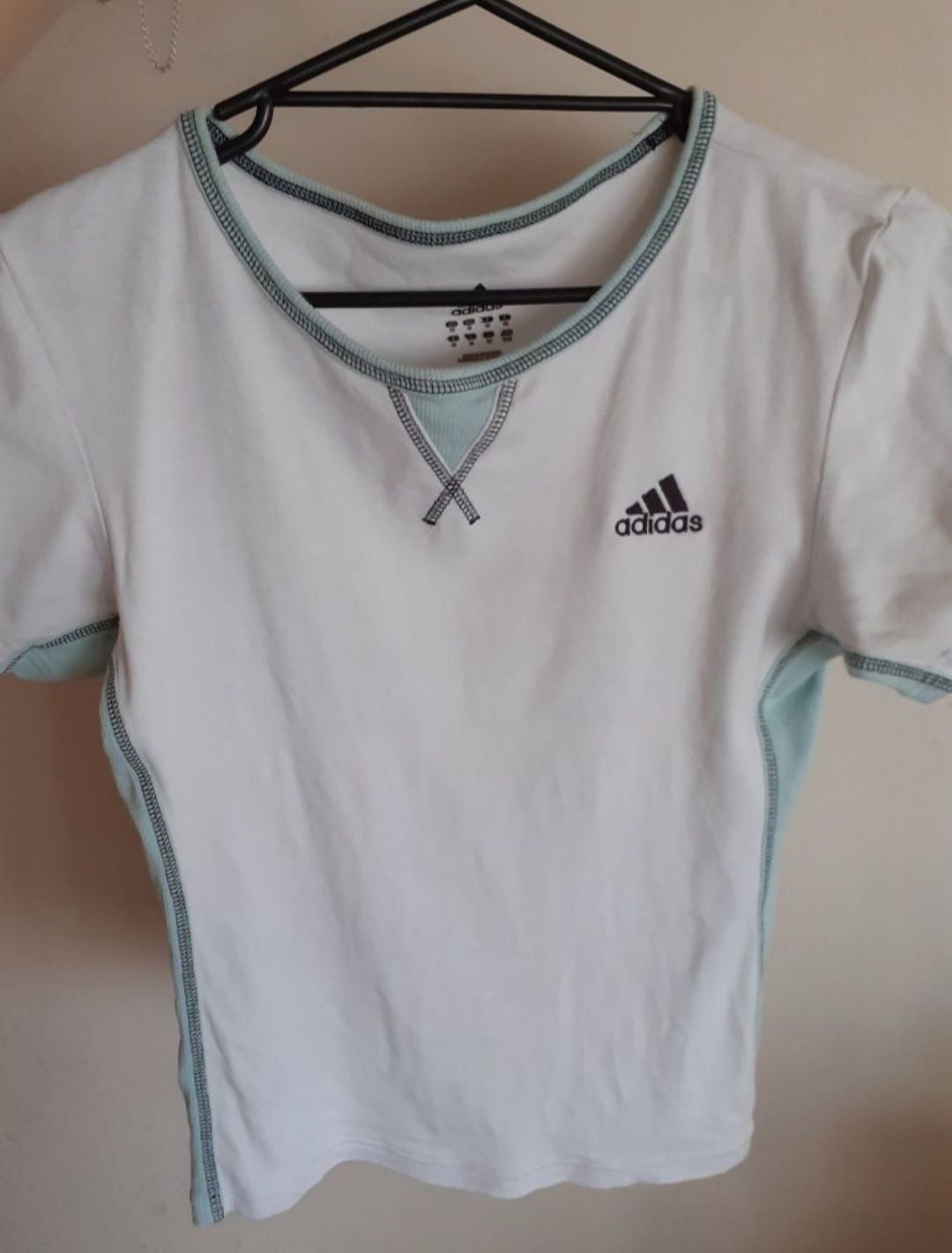 T-shirt koszulka Adidas miętowo biała