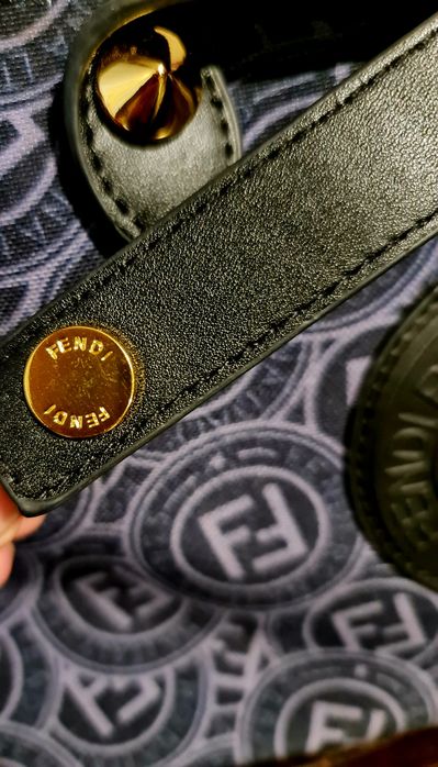 Torebka Fendi do ręki na ramię materiałowa  monogram granatowa jeans