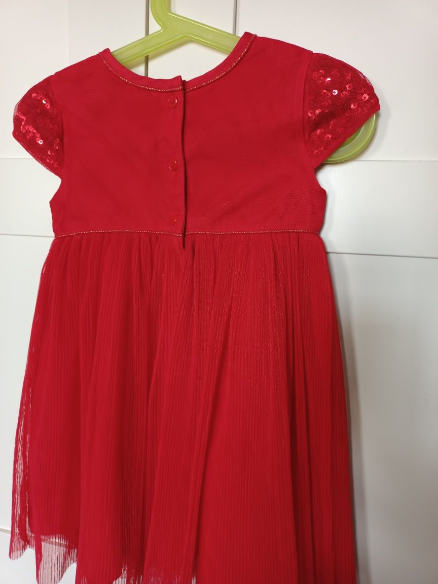 Sukienka r.86-92  czerwona cekiny plisy