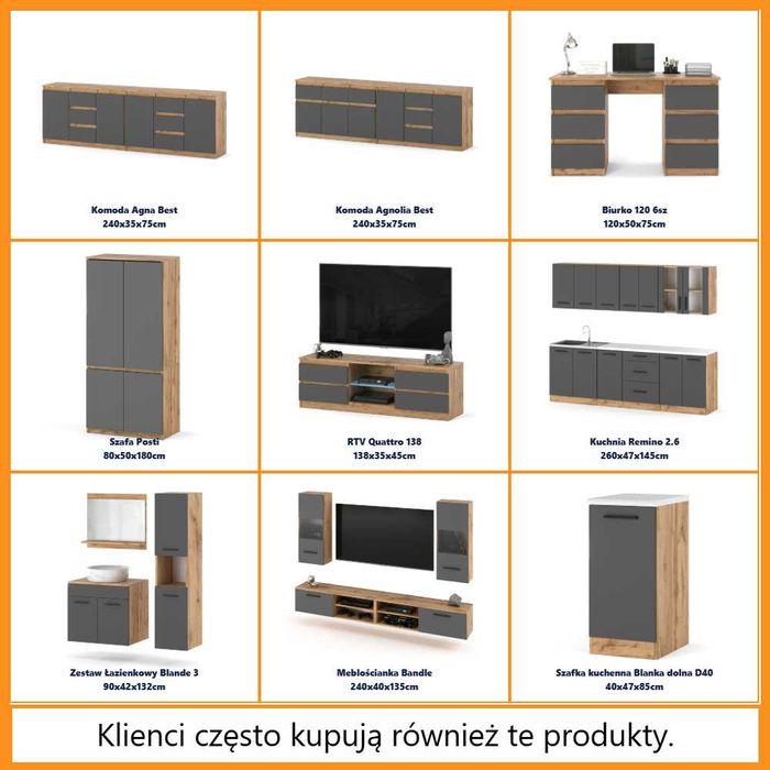 Komoda Nowoczesna Best Olia 240cm Szafka Modułowa 6 Szuflad Do Salonu