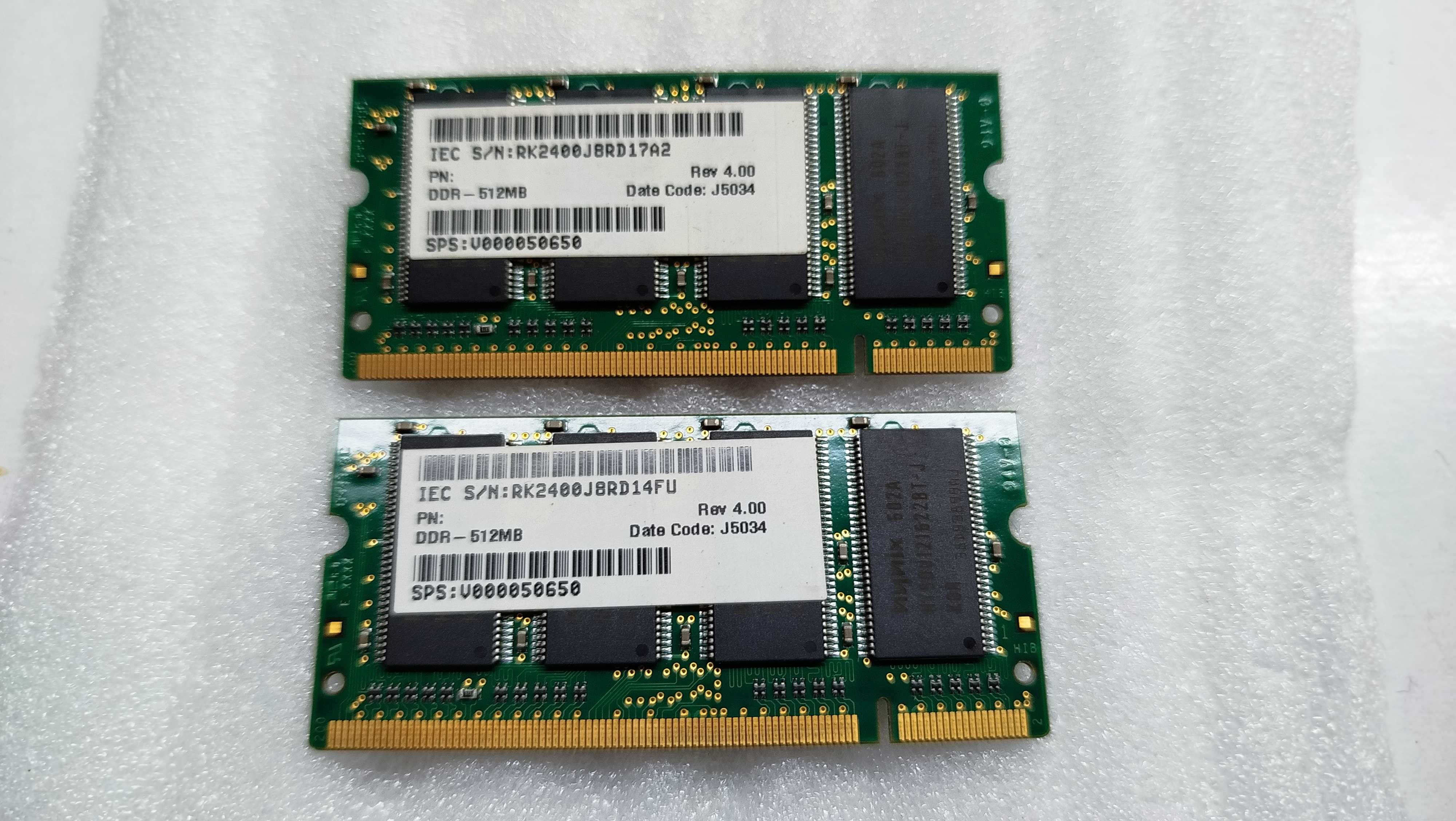 Memória para PC Portátil SO-DIMM DDR-333 2x512MB (1GB) HYNIX