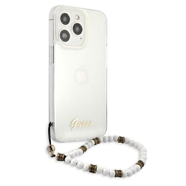 Etui Guess iPhone 13 Pro / 13 6,1" Przezroczyste Białe Perlęki