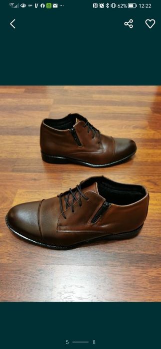 Eleganckie Skórzane Ocieplane Buty Męskie Lekkie Wygodne Tylko Roz.41