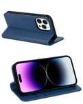 2379. SHIELDON Etui do iPhone 15 Pro Max 5G NIEBIESKIE skóra