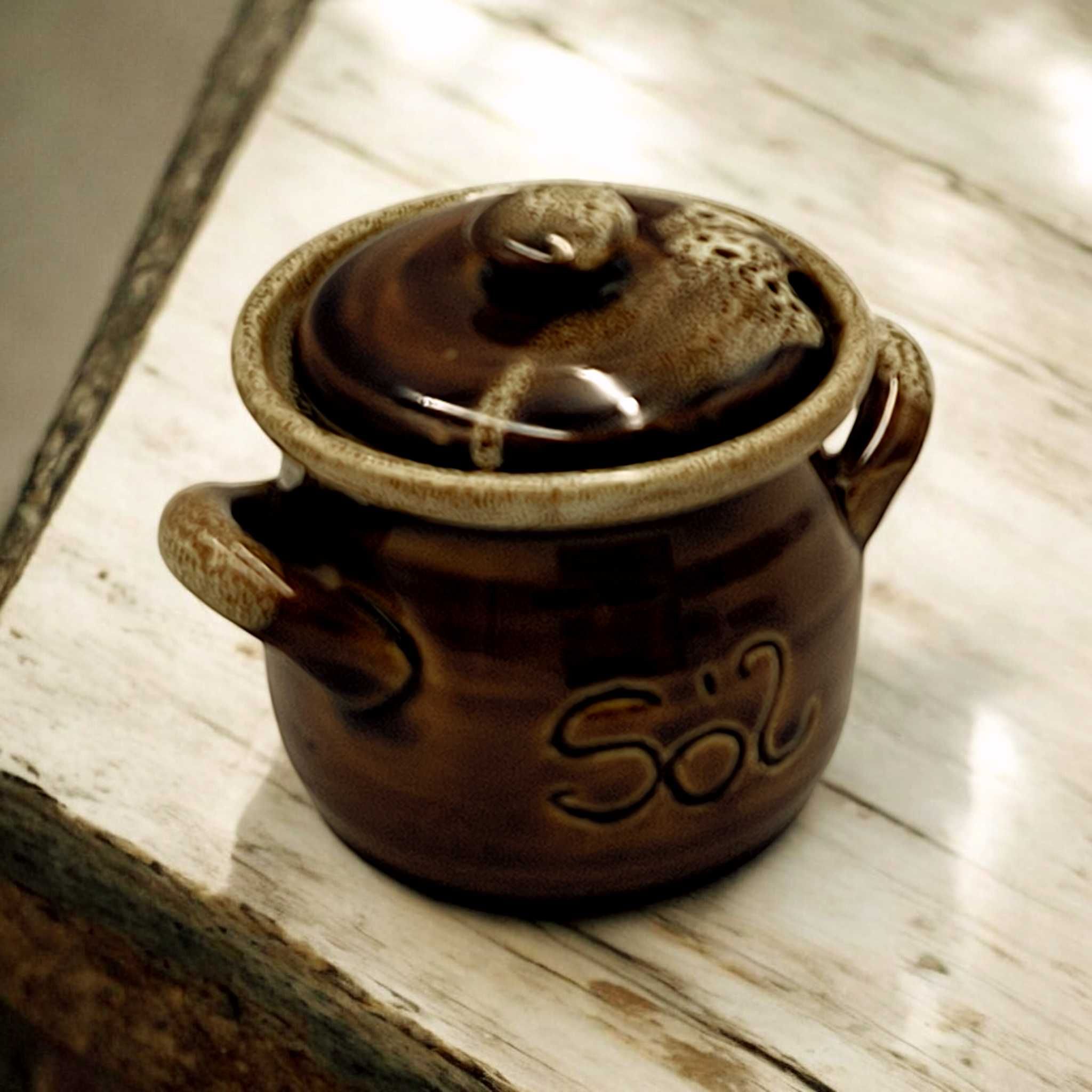Gliniany Pojemnik na Sól 250 ml Ceramiczny Pojemnik Na Sól