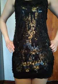 Платье мини черное в пайетки Zara