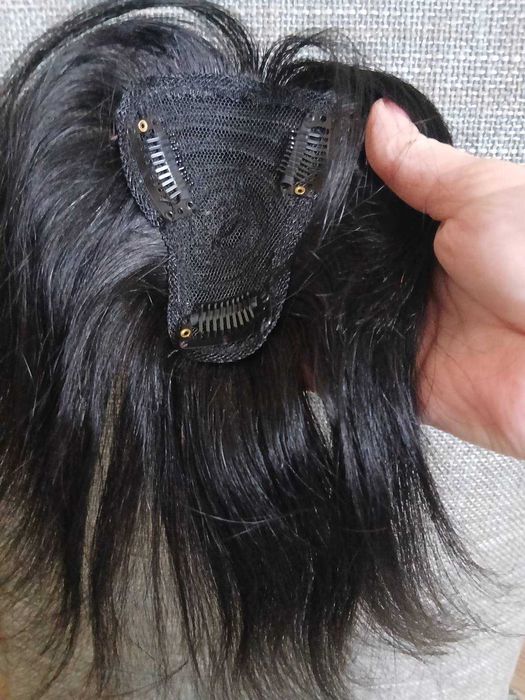 Накладка на макушку (топпер) 25-26 см натуральне волосся 3 застібки