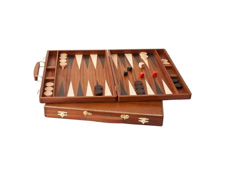 Gra Tryktrak backgammon nardy drewniany mahoniowy kuferek 38cm premium