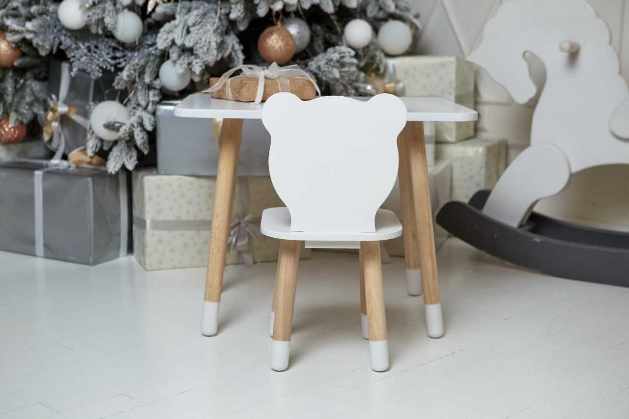 Дитячий столик і стілець ведмедик білий, для дітей 1,5- 6 років