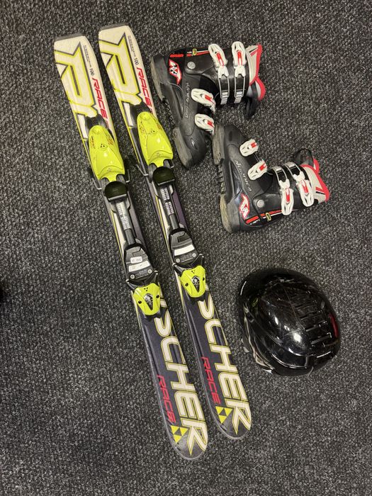 Zestaw Narty Junior Fischer 100cm + Buty Nordica 21.5cm + Kask Atomic