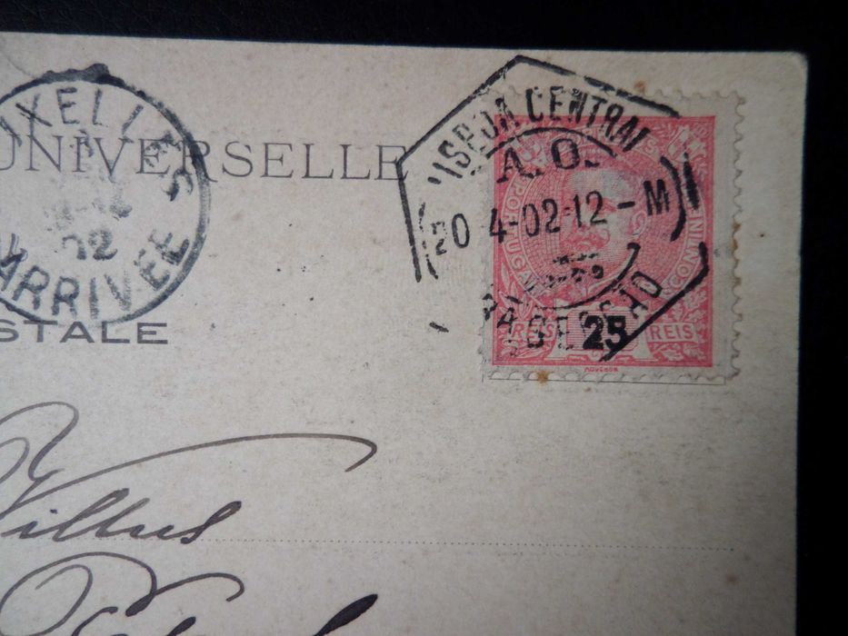 Bilhete Postal antigo Lisboa , selo da Monarquia