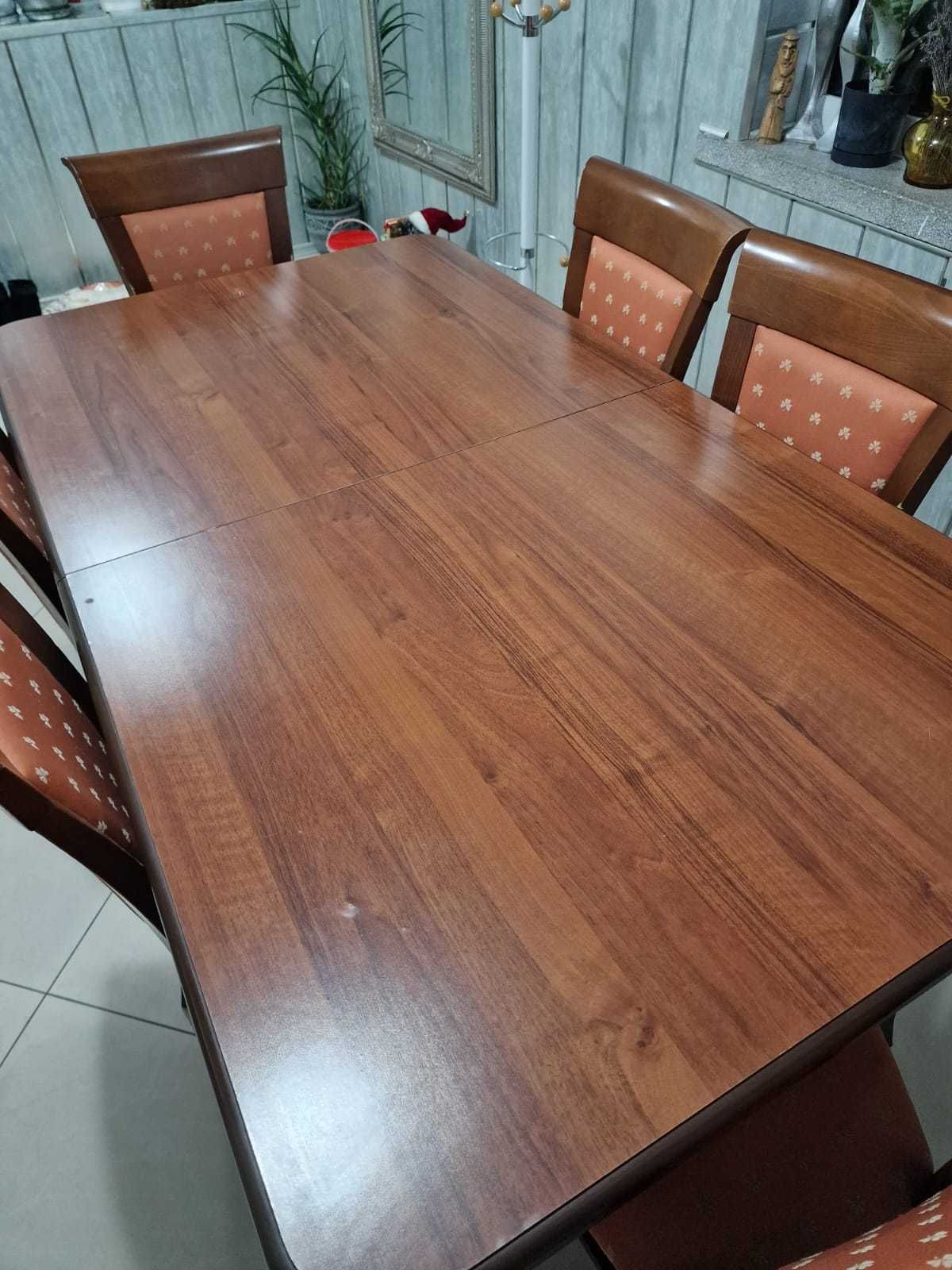 Komplet Stół + 6 krzeseł DREWNO