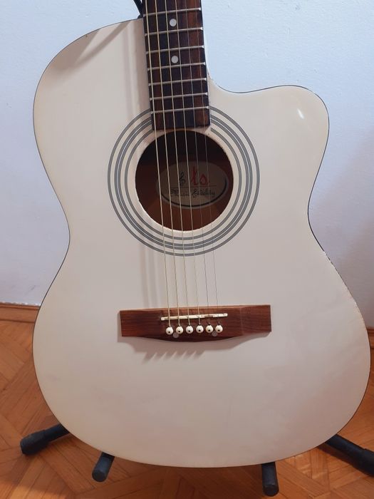 Gitara elektroakustyczna biała ŁS