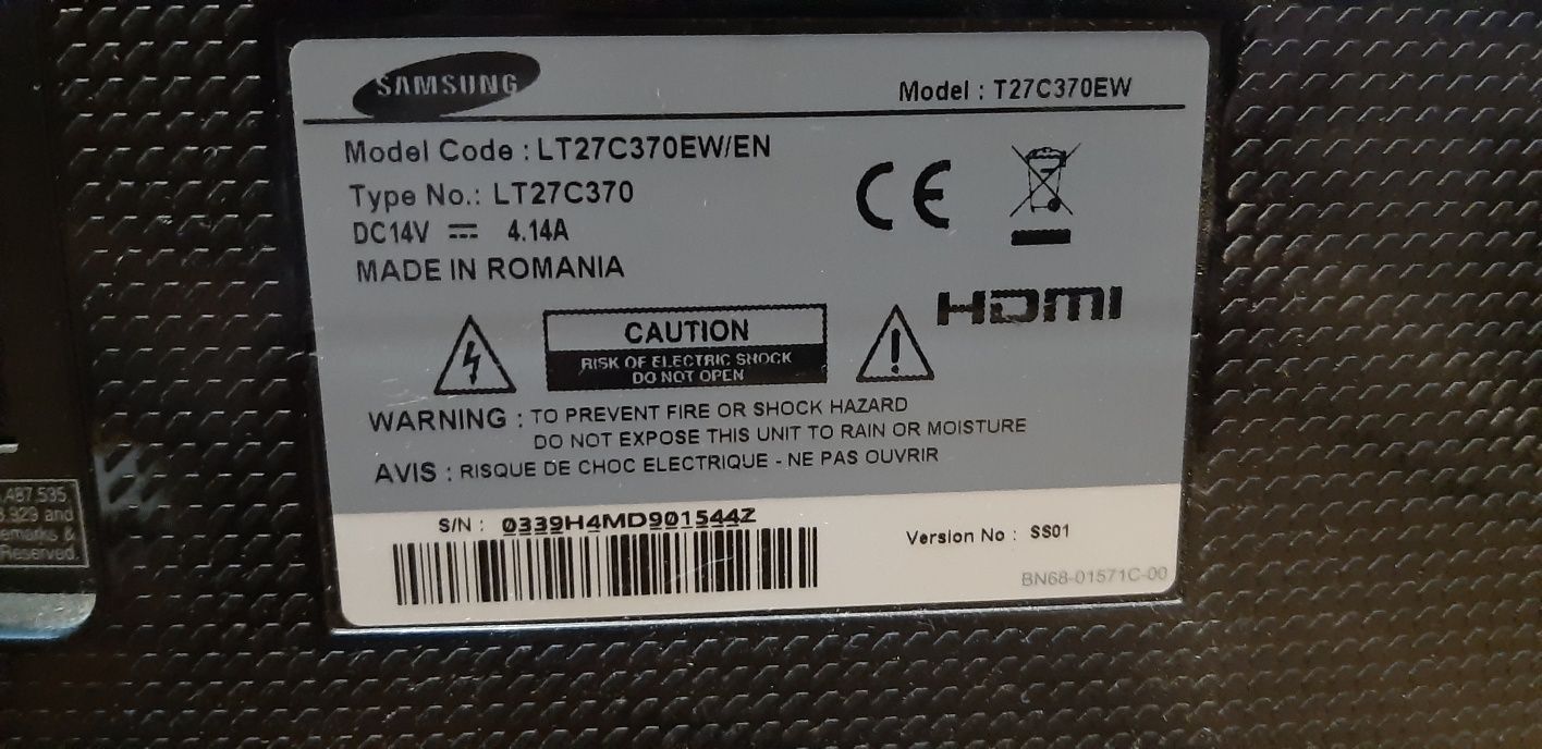 Monitor - TV SAMSUNG 27" cali z funkcją telewizora z pilotem i zasilac