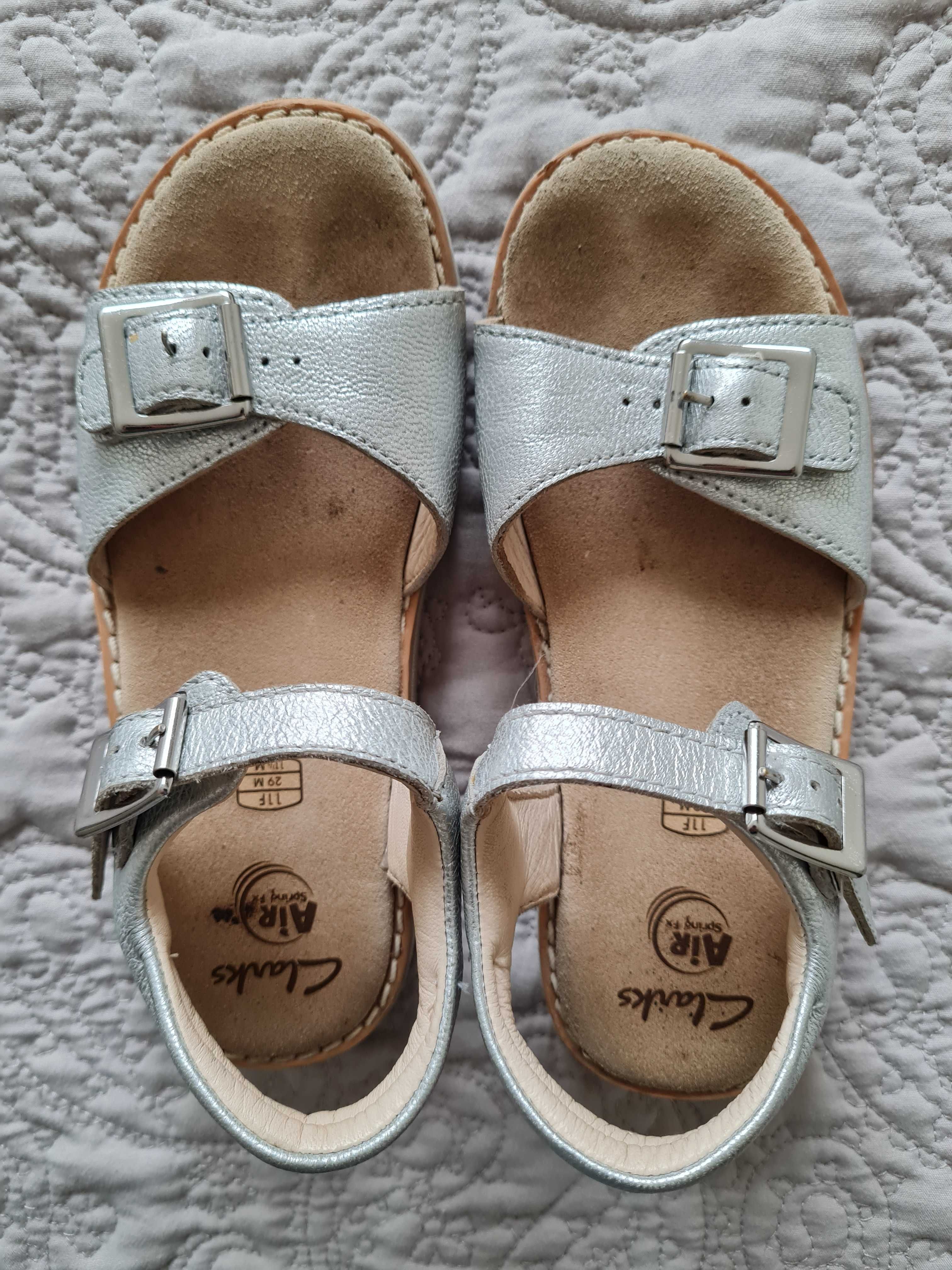 Sandałki srebrne Clarks buciki 29 buty lekkie