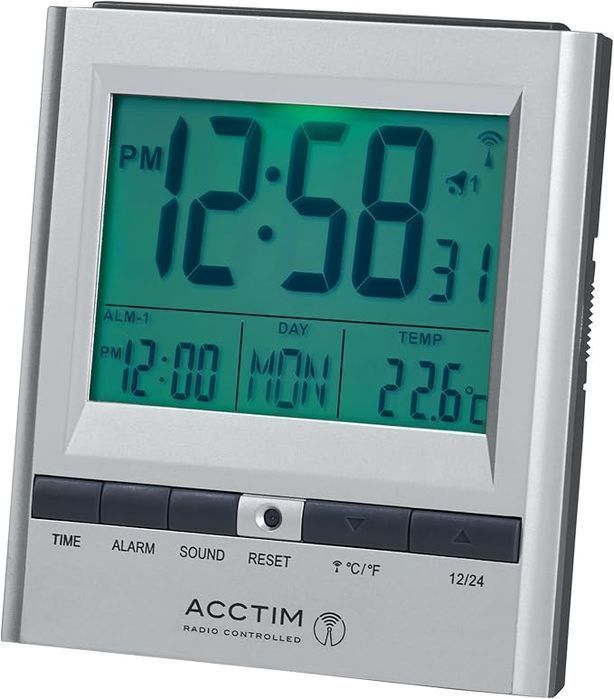 Cyfrowy Budzik Lcd W Kolorze Srebrnym Acctim 71717X Chula Rc