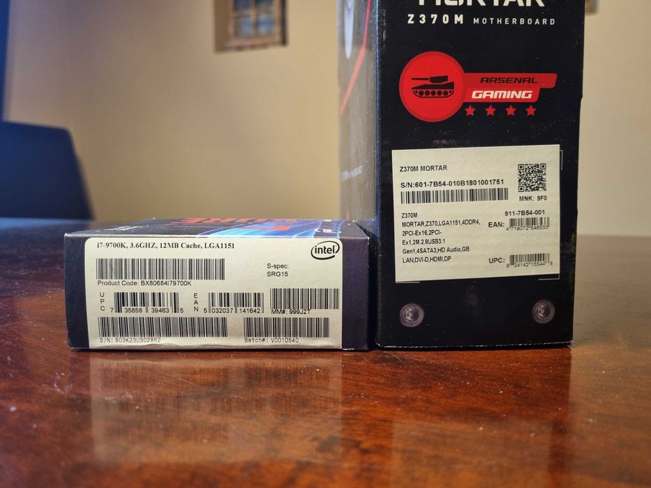 Intel I7-9700k + MSI Z370 mATX + RAM 32Gb + chłodzenie
