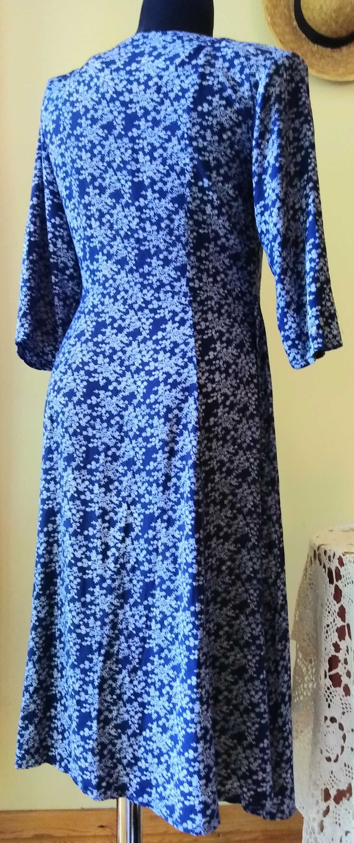 sukienka 40/L  długa rozpinana, wiązana viskoza lato jesień #vintage