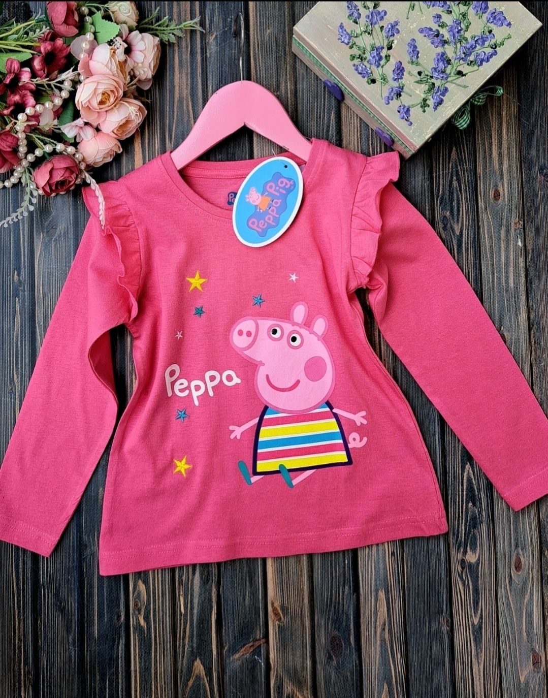 Bluzka dziewczęca długi rękaw T- shirt Świnka Peppa 110