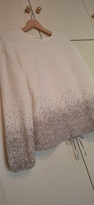 Pijama polar Senhora Tam S NOVO branco e cinza claro