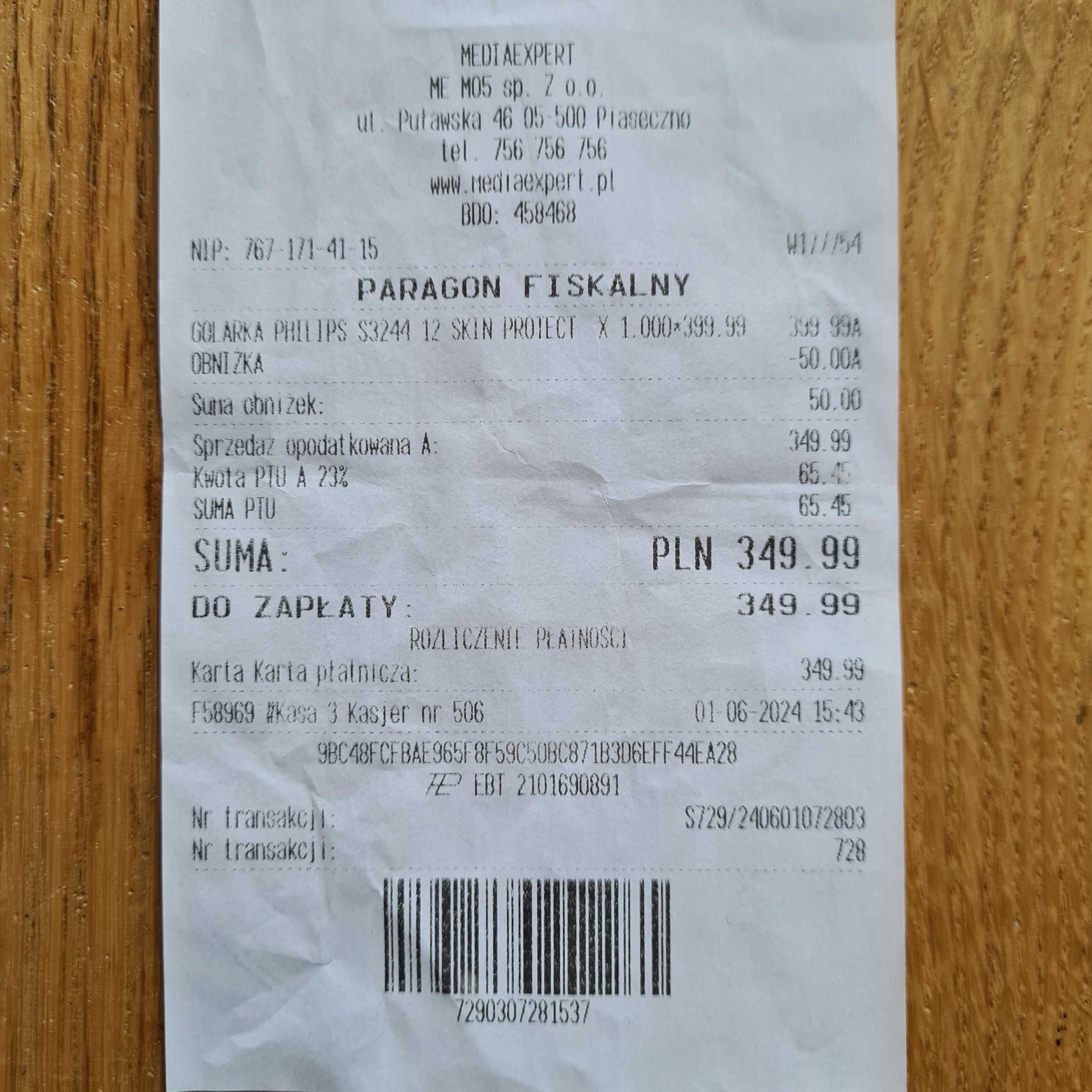 Golarka Philips 3000 Series, S3244/12, z trymerem, na gwarancji.