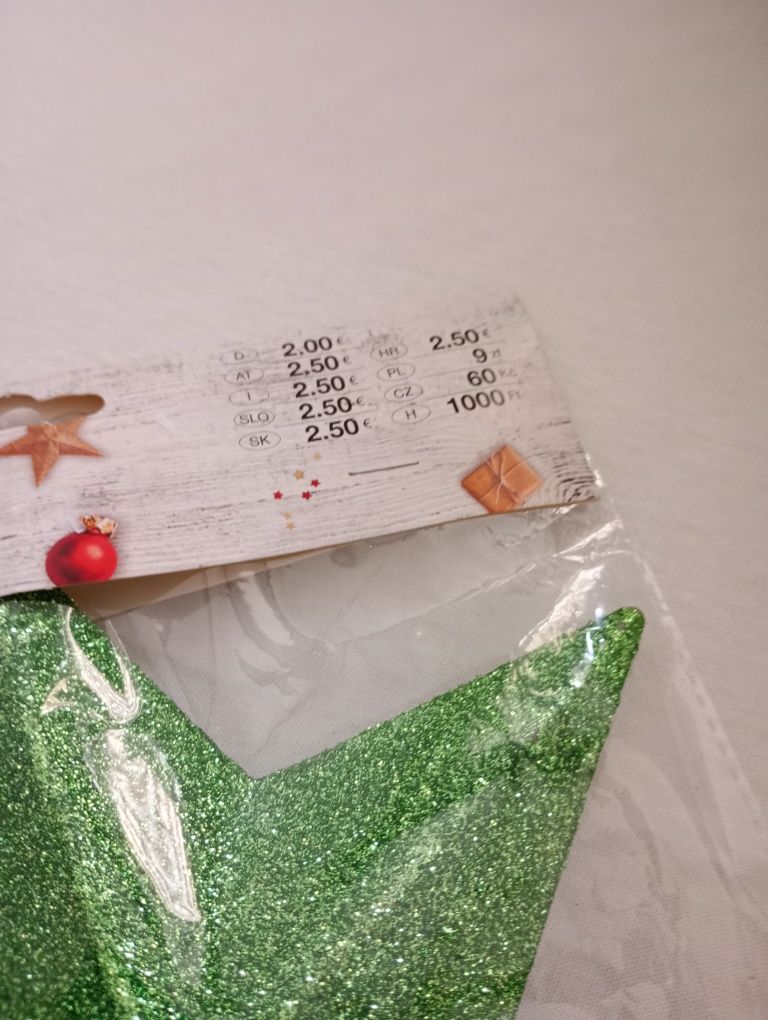 Buty świąteczne złoto-białe zielony czubek na choinkę
