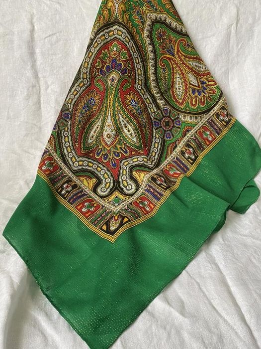Зелена велика японська хустина вінтаж